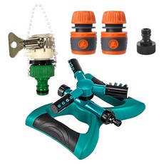 GILGRI 旋轉灑水器連接型 + 16mm軟管用一鍵式轉接頭 2入 + 水龍頭連接器 + 標準軟管連接器套組, 1套, 混合顏色