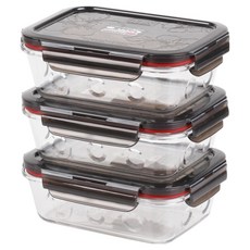 ALS BPA Free Tritan水晶長方形密封保鮮盒, 550ml, 3個