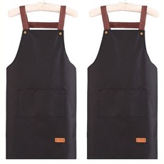 Jeniel 多用途廚房咖啡廳生活防水圍裙 2入, 黑色