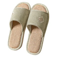 Axis 艾克思 男女款透氣亞麻靜音防滑厚底室內拖鞋 44~45 綠色, 1雙