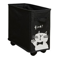 寧波半島家居 貓咪牛津布可滑輪夾縫收納籃 28L, 40 x 20 x 35cm, 黑色貓, 1個