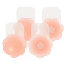 AHOYE 花型隱形胸貼 適合AB罩杯 輕薄透氣 親膚材質 重複使用 隱形無痕, 4個