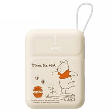 Disney 迪士尼 PD快充 雙線Q寶行動電源 10000mAh, PDN-005B, 維尼 米色