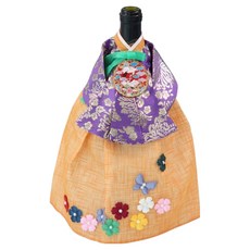 happytool 宮廷韓服橘花蝴蝶裙擺酒瓶套, 1個, 橘色