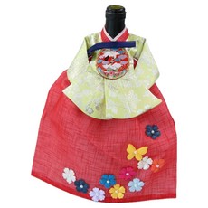 happytool 宮廷韓服紅花與蝴蝶裙擺酒瓶套, 紅色, 1個