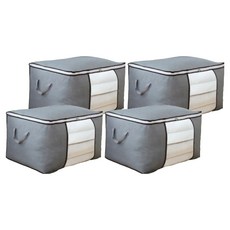 Librika 不織布可摺疊衣物棉被整理收納生活收納箱, 灰色, 4個