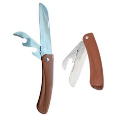 키친하우스 휴대용 캠핑용 피크닉 다용도 캔오프너 쌍접과도, 브라운, 2개