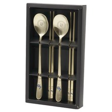 테이블아트 티타늄 십이간지 토끼띠 수저 부부세트, 골드, 1세트, 숟가락 2p + 젓가락 2p