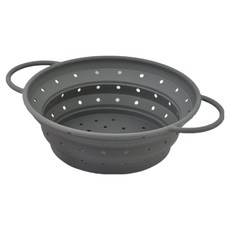 LionHeim 可折疊副食品蒸鍋 蔬菜矽膠蒸盤 灰色 小型, 1個, 21.5cm