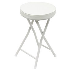 팬물산 이지라이프 원형 쿠션 접이식 의자, 아이보리, 1개