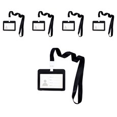 GLOUS 橫式名牌員工證件套 + 吊繩組, 5套, 黑色