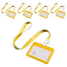 GLOUS 橫式名牌員工證件套 + 吊繩組, 5套, 黃色