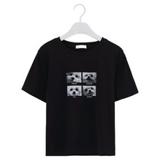 Chic Fox 女性動物休閒印花短袖T恤 52TS133, 黑色