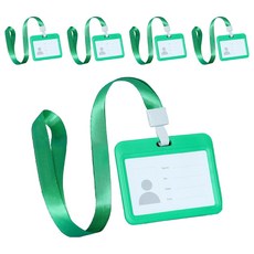 GLOUS 橫式名牌員工證件套 + 吊繩組, 5套, 綠色