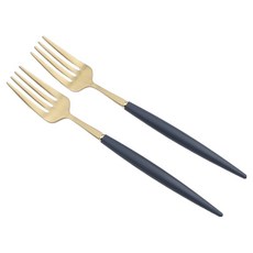 Bogen Allemande金色餐具甜點叉, 2個, 藍色