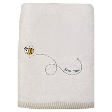 SHING LONG TEXTILE 台灣興隆毛巾 繡蜜蜂有機棉浴巾 米白色, 1條