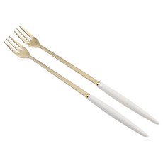 Bogen Allemande 金色餐具長叉, 2個, 白色