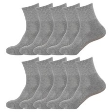 남성용 100% 국산 중목 이중바닥 쿠션 스포츠 양말, 그레이, 10세트