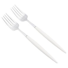 Bogen Allemande 緞面餐具甜點叉, 2個, 白色