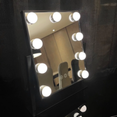 好萊塢LED化妝鏡 9燈 插電款, 時尚黑