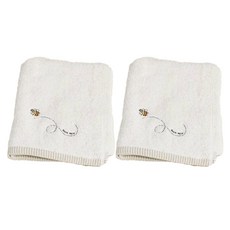 SHING LONG TEXTILE 台灣興隆毛巾 繡蜜蜂有機棉毛巾 米白色, 2條