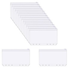 Yumemoa 6孔活頁手帳 PVC拉鍊袋 現金生活手帳 補充內頁, 15個, 1張