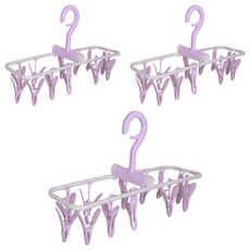 小麥購物 多夾曬衣架 12夾 C399 160g, 紫色, 3個