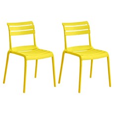 VICFUS 바이브 인테리어 플라스틱 야외용 의자, 옐로우, 2개