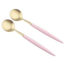 Bogen Allemande 金色餐具茶匙, 2個, 粉紅色