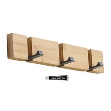 玄關木質 3鉤 LV76-1 附免釘膠 原木色 可折疊隱形收納壁掛排鉤, 1個