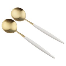 Bogen Allemande 金色餐具甜點湯匙, 2個, 白色