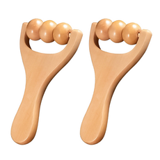 小麥購物 木質滾輪按摩滾輪 三株彈弓 G848 55g, 木頭色, 2支