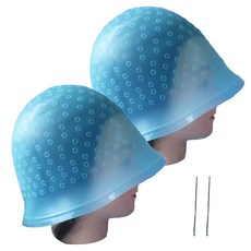 Nalli Sisters 矽膠自助局部染髮帽 2入 + 鉤針 2入, 1套, 藍色