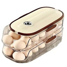 couselect 食品級 自動滾落 雙排雙層雞蛋架, 1個, 奶油黃