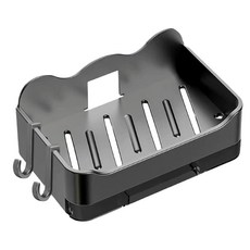 壁掛式帶抽屜肥皂盒 灰色 免打孔安裝 瀝水設計 浴室收納好幫手, 1個