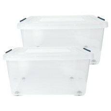 스페이스에디터 투명베이직 리빙박스, 80L, 다크블루, 2개