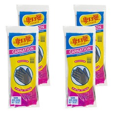 康乃馨 天然乳膠手套 8.5吋 長款, 黑色, 8.5 x 13 cm, 4雙