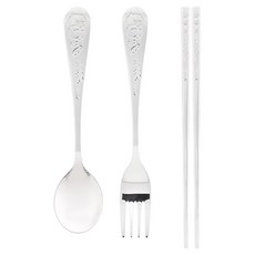 LiLFANT 春植全不鏽鋼3件組, 湯匙 + 筷子 + 叉子, 1套, 單一顏色