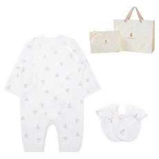 ORGANICMOM Totobi 蝴蝶衣 防抓手套 + 禮物袋套組 MIFNBW14 + 提袋, 奶油色