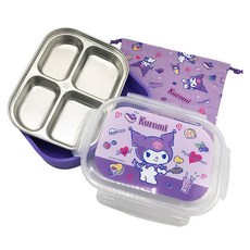 Sanrio 三麗鷗 酷洛米不鏽鋼餐盤 附袋, 紫色, 餐盤、袋子, 1個