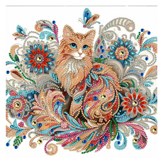 BM Design 時尚精美鑽石畫, 寶石貓, 1個