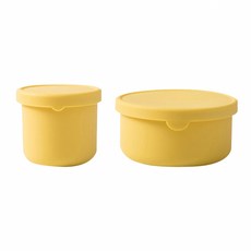 Lestar 耐冷熱可微波日式彩虹矽膠保鮮盒 250ml + 700ml, 1組, 金茶色