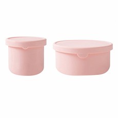 Lestar 耐冷熱可微波日式彩虹矽膠保鮮盒 250ml + 700ml, 1組, 櫻花粉