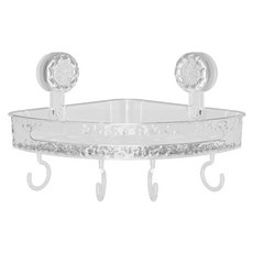 FANCY LIFE 吸盤式收納置物架 三角款, 透明白, 浴室廚房牆角收納好幫手, 1個