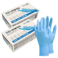 명진 크린 니트릴장갑 100개입, 블루, 중(M), 2개