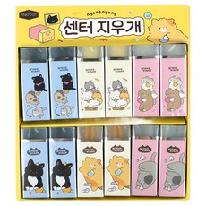 PINKFOOT 喵喵在一起 中心橡皮擦 3種 x 12入組, 1套, 藍色, 象牙白, 粉紅色