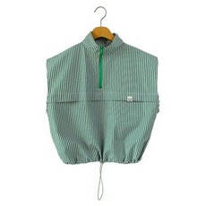 시크블랙 여성용 비가라 나일론 스트라이프 밑단 스트링 아노락 조끼 cpvt1359k54