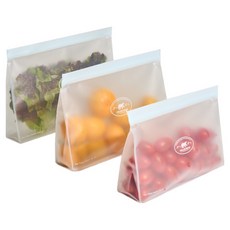 北極熊雙層夾鏈完美密封可重複使用矽膠保鮮袋3件組, 1套, 3入