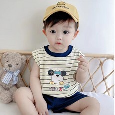 JOYMULTI 兒童猴子無袖短褲上下套裝