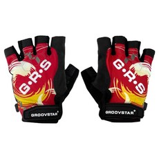 GROOVSTAR ZEKO GRS MTB 自行車防震 Markle 運動半指手套 雙手套組, 1套, 紅色